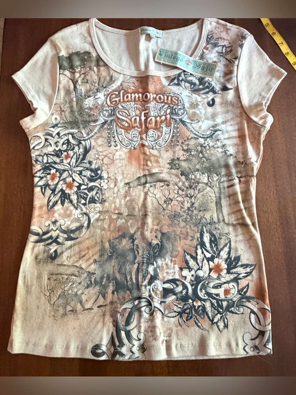 Soft scoop-neck short-sleeve top by Vintage Suzie (Made in USA, size L)